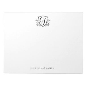 Custom Couple Stationery Monogram Crest Large Notepad