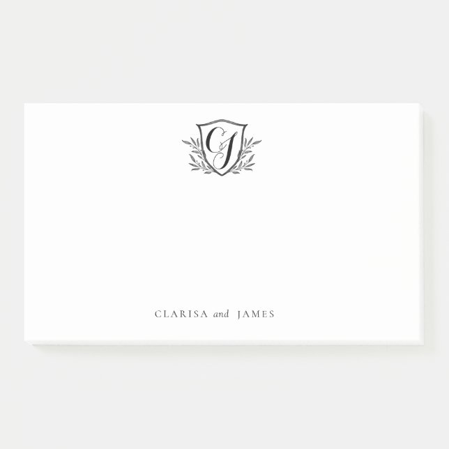 Custom Couple Stationery Monogram Crest Post-it Notes (Front)