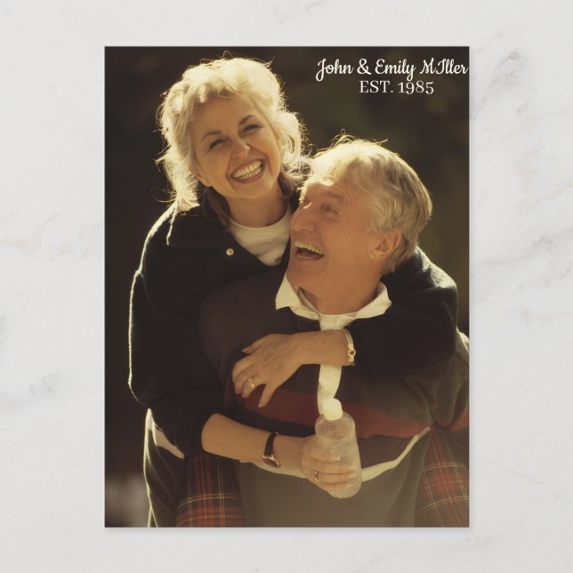 Custom Couple Wedding Anniversary Vintage Postcard (Front)