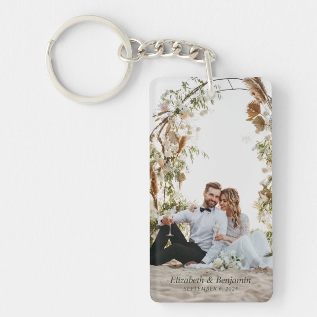 Custom Couple Wedding Keepsake Photo  Key Ring (Front)