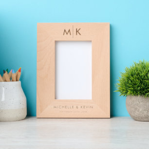 Custom Couple Wedding Modern Monogram Initials Etched Frames