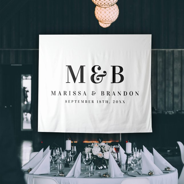 Custom Couple Wedding Monogram Initials Banner Tapestry (Custom Couple Wedding Monogram Initials Banner Tapestry)
