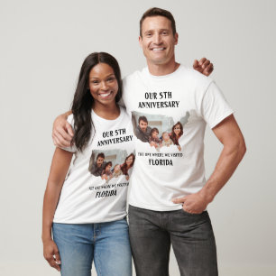 Custom couple wedding vacation USA shape photo T-Shirt