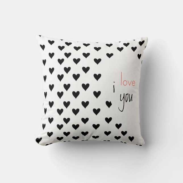 Custom Couples Black White Anniversary Valentine's Cushion (Front)