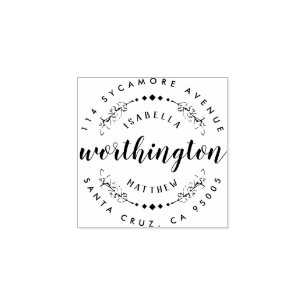 Custom Couple's Last Name Wedding Return Address Rubber Stamp