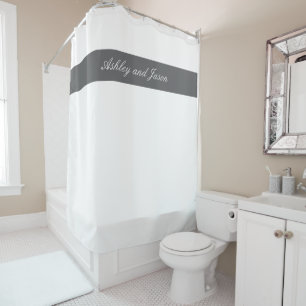 Custom Couples Name Grey and White  Shower Curtain