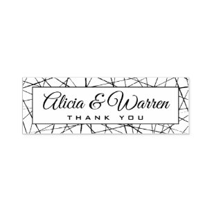 Custom couples names and text in artistic frame self-inking stamp