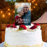 Custom Couples Photo Cheers 50th Anniversary Cake Pick<br><div class="desc">This easy to customise cake topper is the perfect addition to your golden wedding anniversary party! What more do you need than a beautiful photo of the happy couple atop a gorgeous cake? Use an old photo of their wedding day or a current photo together - either way, this is...</div>