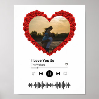 Custom Couples Photo | Heart Shadow Flowers Poster