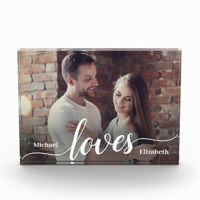 Custom Couples Photo Love Script Block (Front)