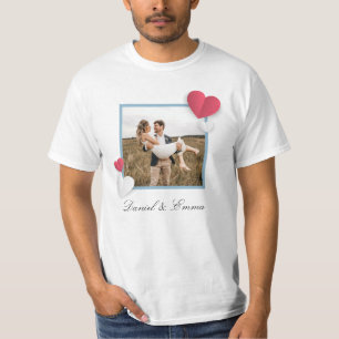 Custom Couples Photo Name Text Personalised  T-Shirt