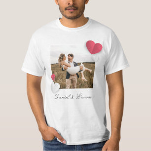 Custom Couples Photo Name Text Personalised  T-Shirt