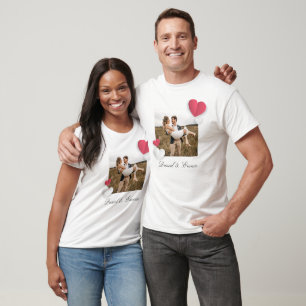 Custom Couples Photo Name Text Personalised T-Shirt