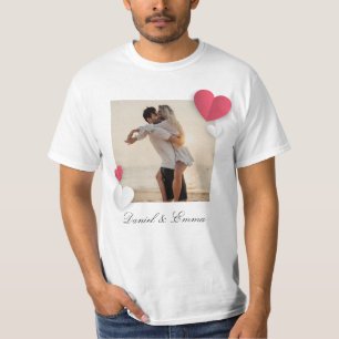 Custom Couples Photo Name Text Personalised T-Shirt