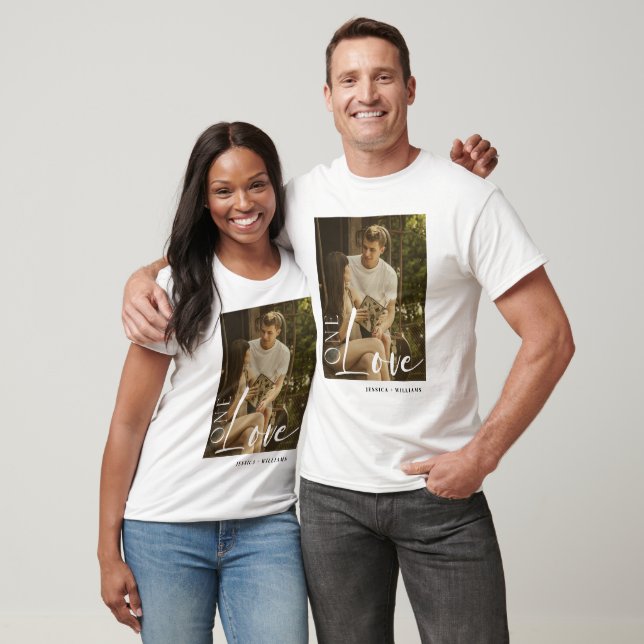 Custom Couples Photo T-Shirt Personalised One Love (Unisex)