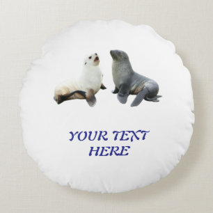Custom Couples Photo Text T-Shirt Template Round Cushion