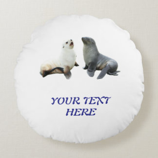 Custom Couples Photo Text T-Shirt Template Round Cushion