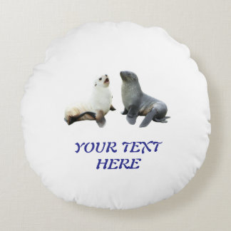 Custom Couples Photo Text Template Round Cushion