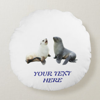Custom Couples Photo Text Template Round Cushion
