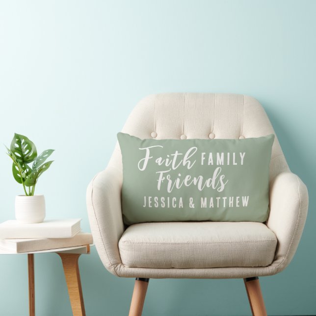 Custom Couples Sage Faith Family Friends Lumbar Cushion (Chair)