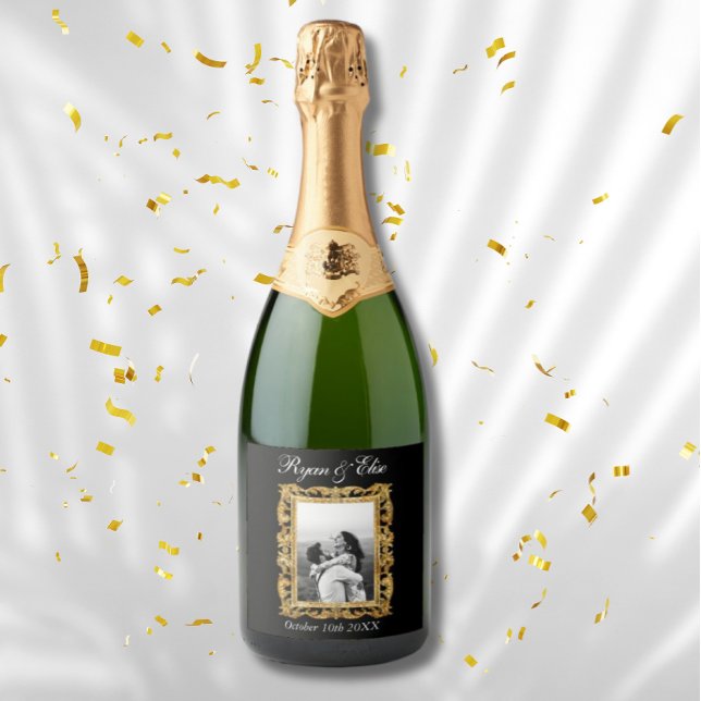 Custom Couples Wedding Gift  Sparkling Wine Label (Custom Just Married Wedding Gift)