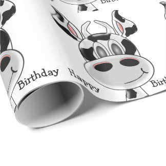 Custom Cow Head Birthday Wrapping Paper