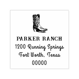 Custom Cowboy Boot Western Return Address Self-inking Stamp
