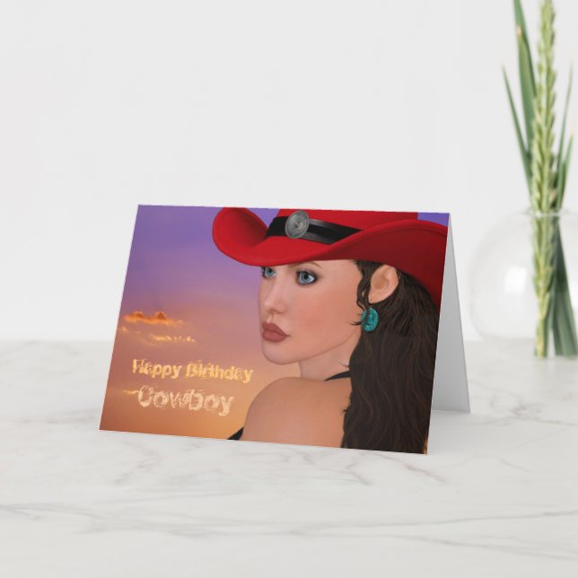 Custom Cowboy Cowgirl Birthday Card (Front)