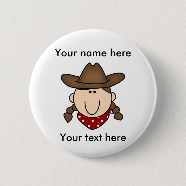 CUSTOM COWGIRL BROWN Button (Front)