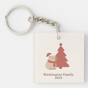 Custom Cozy Capybara Christmas Key Ring