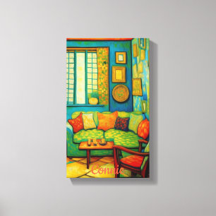 Custom Cozy Living Room Scene Painting  Canvas Print