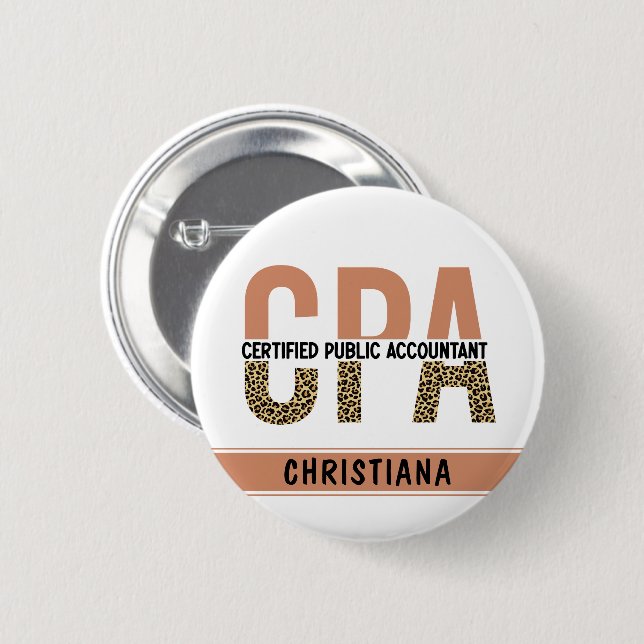 Custom CPA Certified Public Accountant Leopard 6 Cm Round Badge (Front & Back)