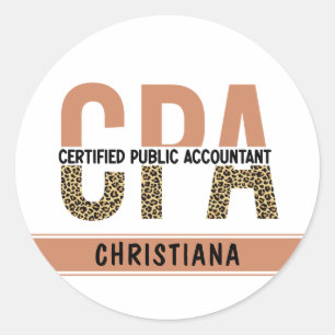 Custom CPA Certified Public Accountant Leopard Classic Round Sticker