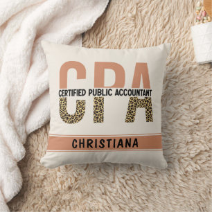 Custom CPA Certified Public Accountant Leopard Cushion