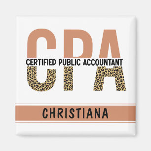 Custom CPA Certified Public Accountant Leopard Magnet