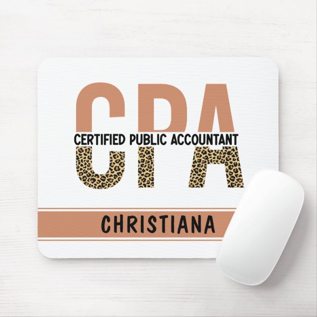 Custom CPA Certified Public Accountant Leopard Mouse Mat (With Mouse)