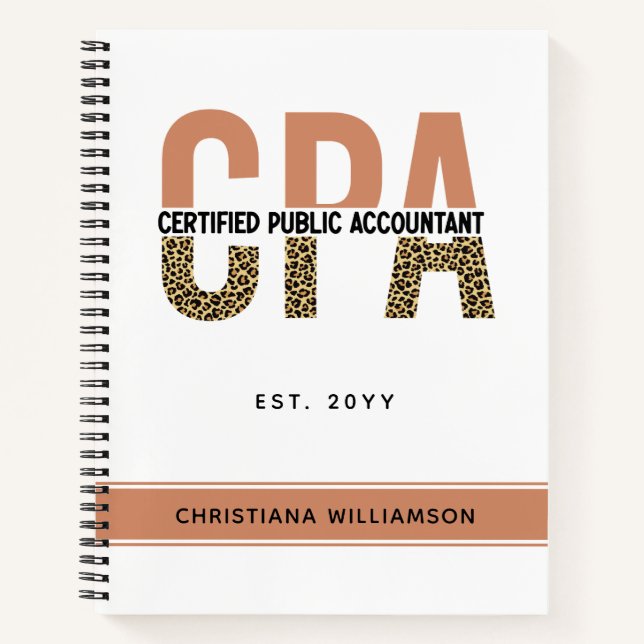 Custom CPA Certified Public Accountant Leopard Notebook (Front)