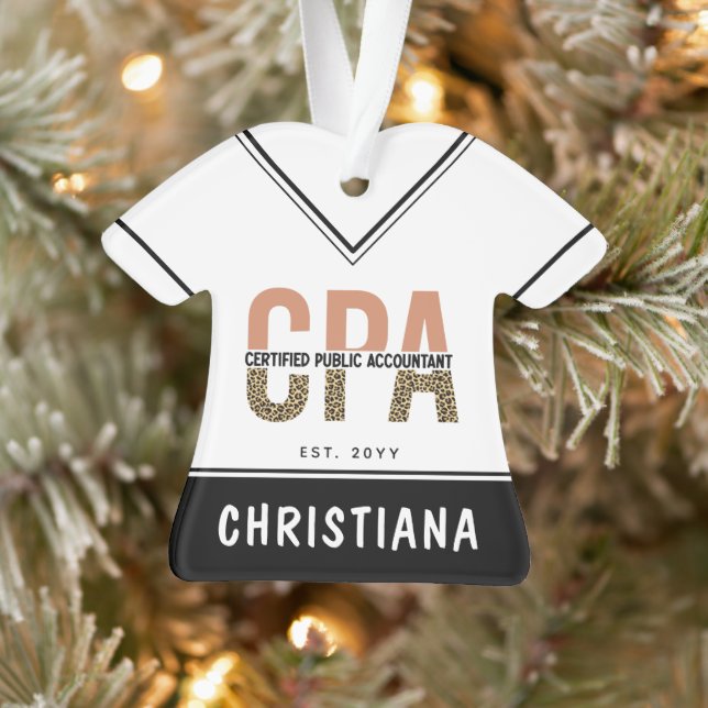Custom CPA Certified Public Accountant Leopard Ornament (Tree)