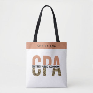 Custom CPA Certified Public Accountant Leopard Tote Bag