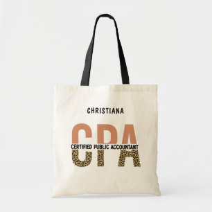 Custom CPA Certified Public Accountant Leopard Tote Bag