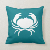 Custom CRAB WHITE on dark aqua teal blue