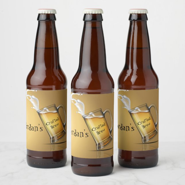 Custom Crafted Brew Beer Bottle Label (Bottles)
