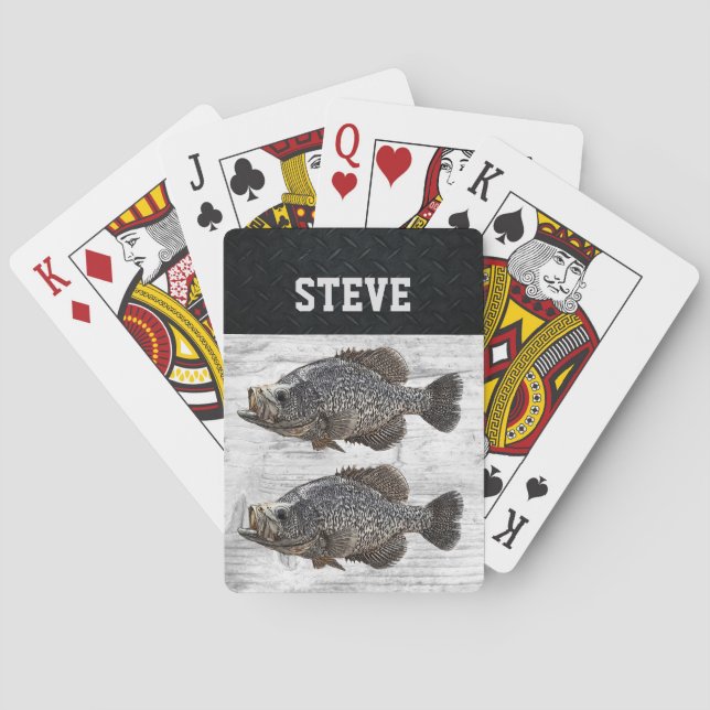 Custom Crappie Fishing Rugged Name  Playing Cards (Back)