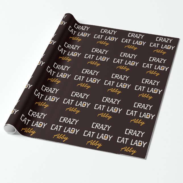 Custom Crazy Cat Lady Wrapping Paper (Unrolled)
