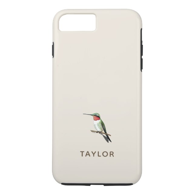 Custom Cream Beige Hummingbird Case-Mate iPhone Ca Case-Mate iPhone Case (Back)
