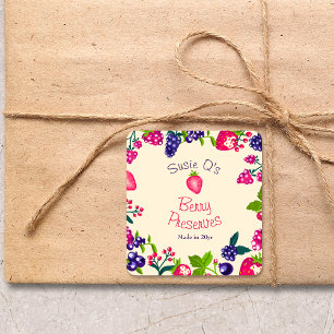 Custom Cream•Berry Preserves DIY Canning Square Sticker