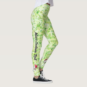 Custom Cream Lime Green Piano Book Leggings