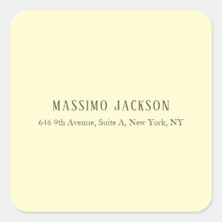 Custom cream personalised minimalist address name square sticker