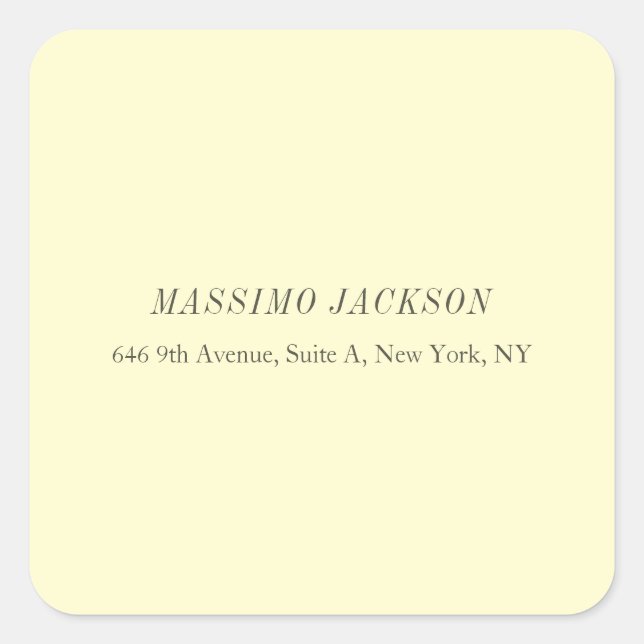Custom cream personalized minimalist address name square sticker (Front)