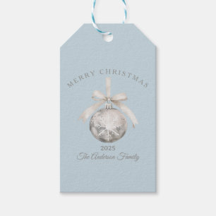 Custom cream rustic ornament Christmas gift blue Tags